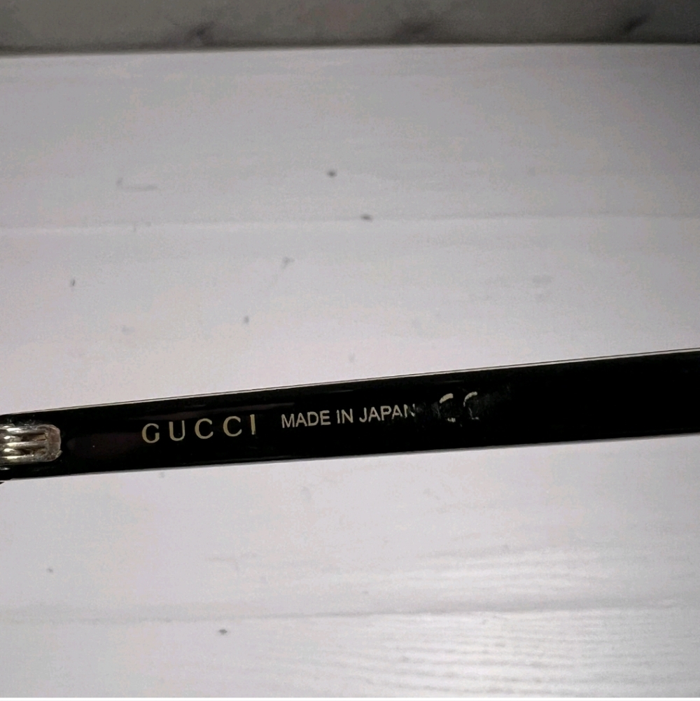 Gucci Eyeglasses Frame Only GG0384O 004 Shiny Black Red Green Striped Gold READ! - Picture 8 of 9